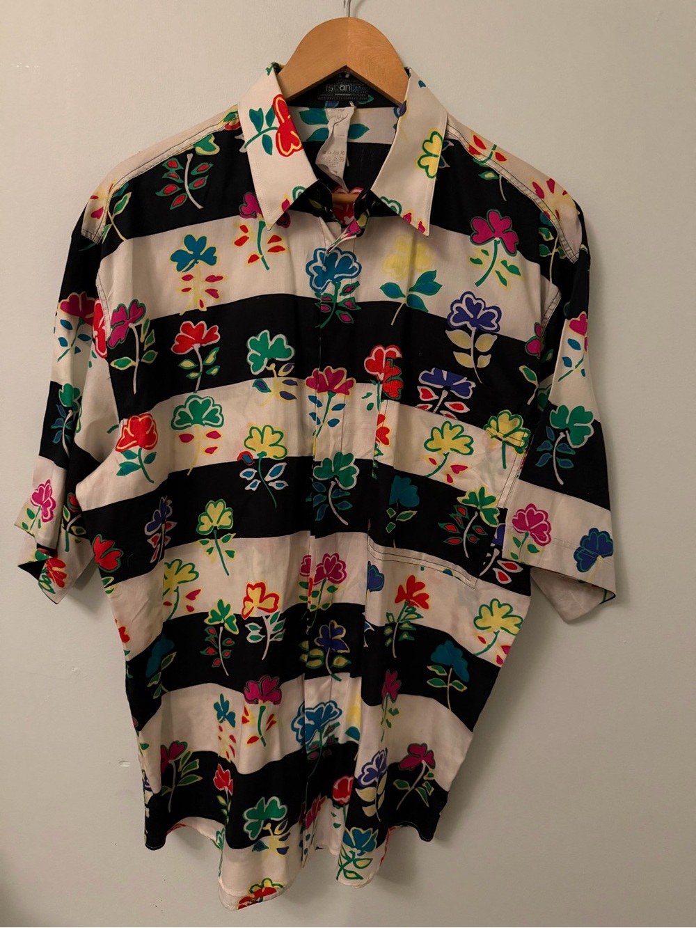 Vintage 90s Istante by Gianni Versace Striped Floral Cotton Shirt IT 48 /